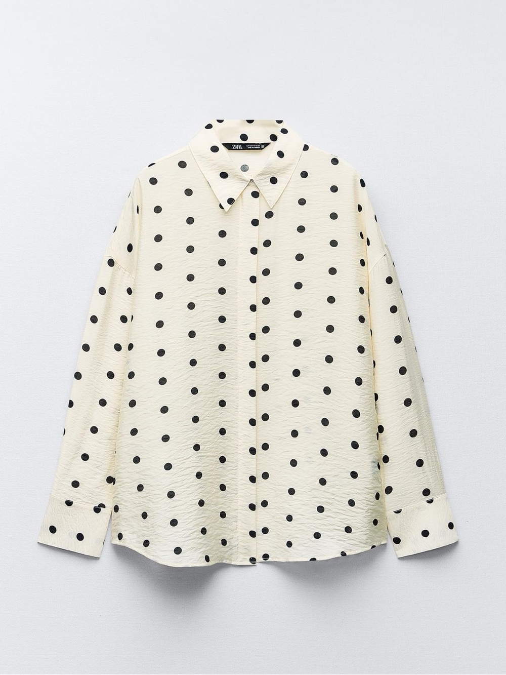 Zara Cream Button-Down Blouse with Black Polka Dots - Picture 3 of 8